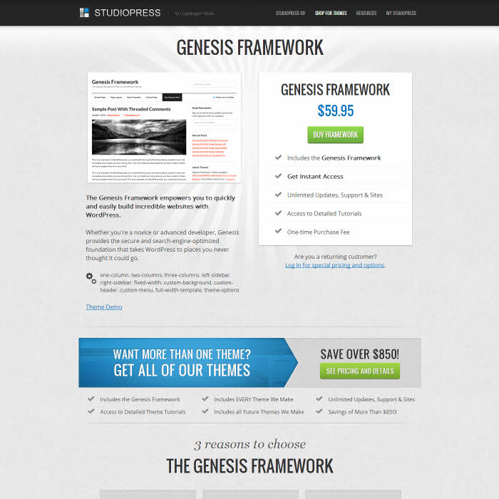 Genesis framework by Studiopress